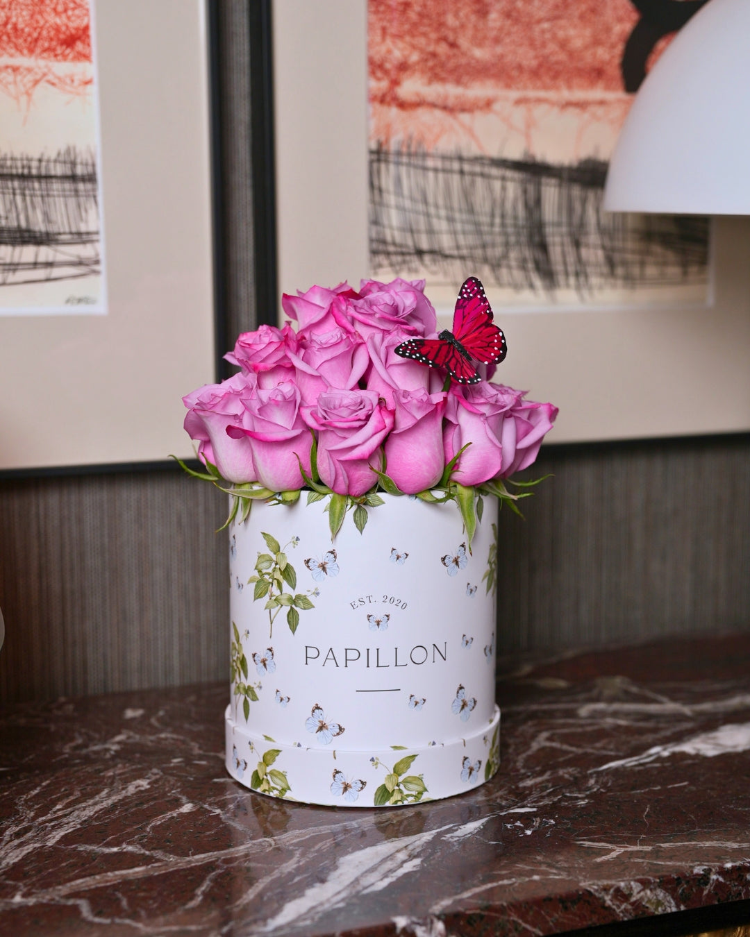 Hat Box Rosas Lilas