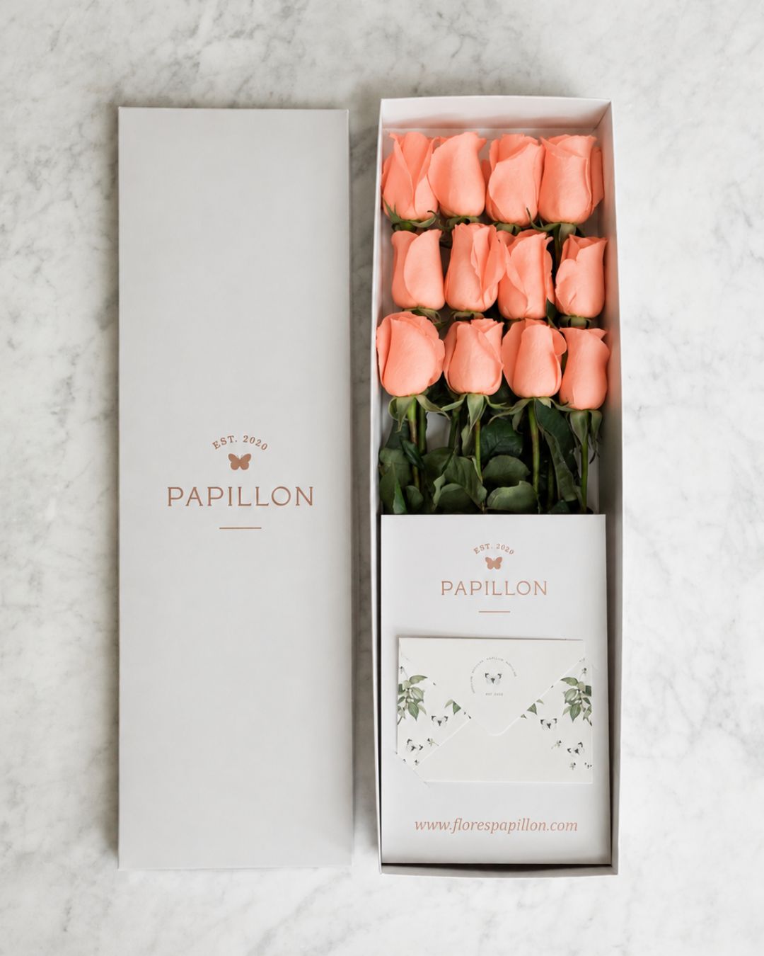 Caja de 12 Rosas Melón
